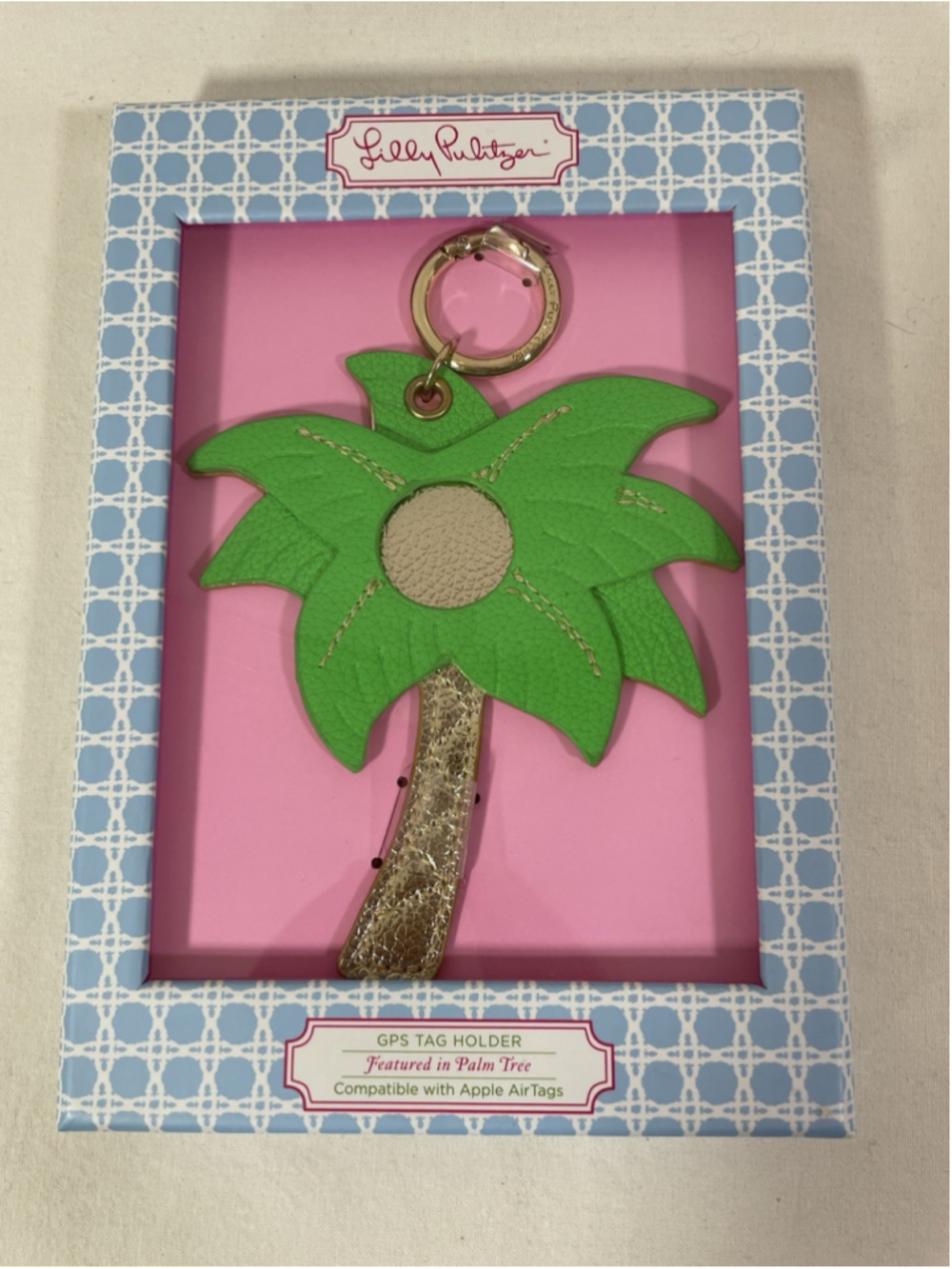 Lilly Pulitzer Palm Tree GPS Tag Holder Compatible w/Apple Air Tags Graduation